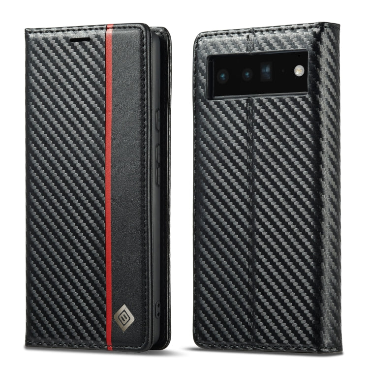 LC.IMEEKE Google Pixel Carbon Fiber Pattern Leather Phone Case