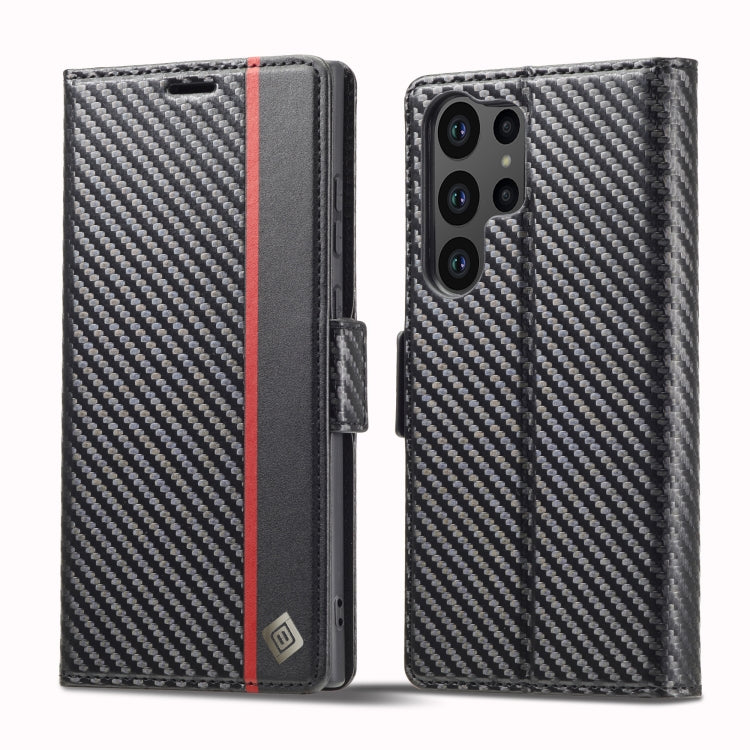 LC.IMEEKE Samsung Galaxy Carbon Fiber Pattern Leather Phone Case