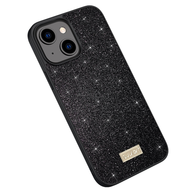 SULADA Glittery PC Hybrid TPU Handmade Leather Phone Case, For iPhone 15 Plus, For iPhone 15