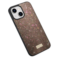 SULADA Glittery PC Hybrid TPU Handmade Leather Phone Case, For iPhone 15 Plus, For iPhone 15