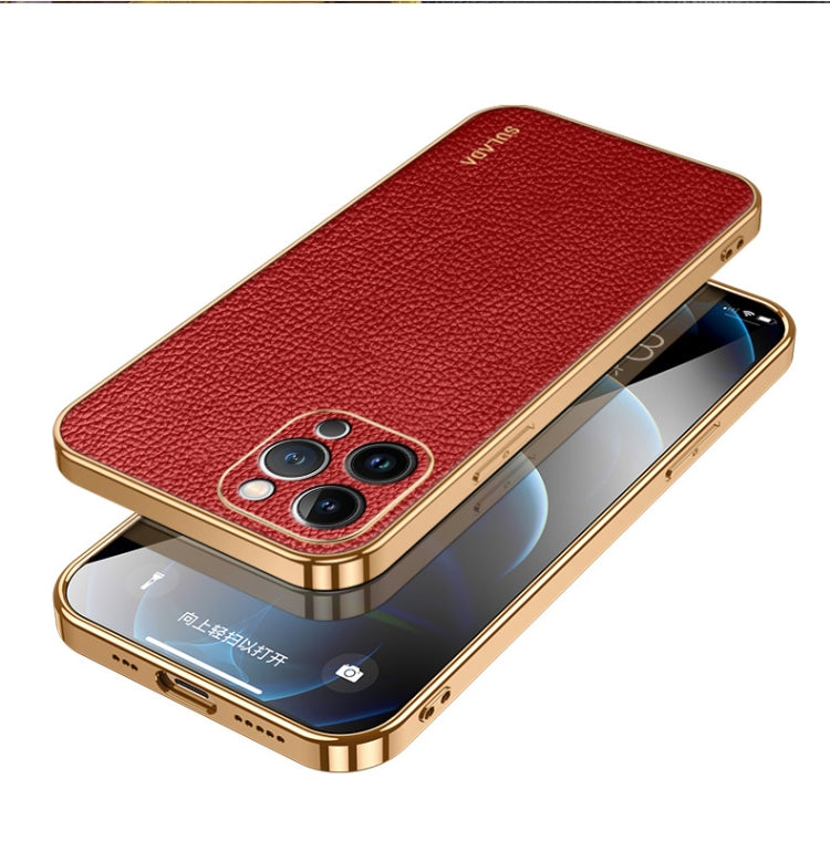 SULADA Apple iPhone 15 Series Litchi Texture TPU Leather Phone Case