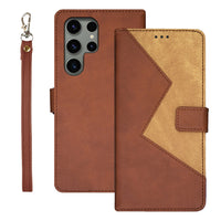 idewei Samsung Galaxy Two-Colour PU Leather Phone Case