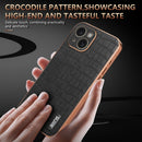 AZNS Electroplated Frame Crocodile Texture Full Coverage Phone Case, For iPhone 15 Plus, For iPhone 15, For iPhone 14 Plus, For iPhone 14, For iPhone 14 Pro, For iPhone 14 Pro Max