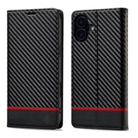 LC.IMEEKE Apple iPhone 16 Series Carbon Fiber Pattern Leather Phone Case