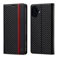 LC.IMEEKE Apple iPhone 16 Series Carbon Fiber Pattern Leather Phone Case