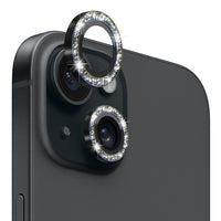 NORTHJO Camera Lens Protector Tempered Glass Bling Glitter Metal Ring Film, For iPhone 15 / 15 Plus