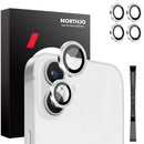 NORTHJO 2 Sets 4pcs Camera Lens Protector Cover Metal Ring Film, For iPhone 16 / 16 Plus