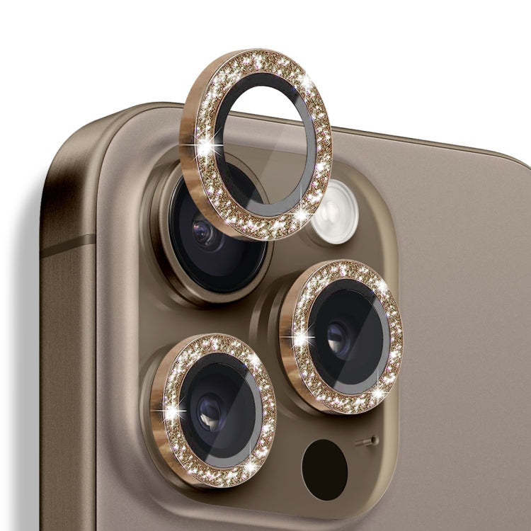 NORTHJO Glitter Camera Lens Protector Tempered Glass Metal Ring Film, For iPhone 16 Pro / 16 Pro Max