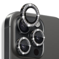 NORTHJO Rhinestone Camera Lens Protector Tempered Glass Metal Ring Film, For iPhone 16 Pro / 16 Pro Max