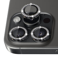 NORTHJO Rhinestone Camera Lens Protector Tempered Glass Metal Ring Film, For iPhone 16 Pro / 16 Pro Max