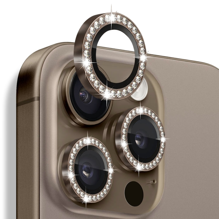 NORTHJO Rhinestone Camera Lens Protector Tempered Glass Metal Ring Film, For iPhone 16 Pro / 16 Pro Max